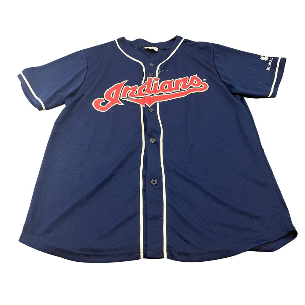 Match Up Giveaway Cleveland Indians Jersey XL Navy Blue‎ Alomar 15 Button Up MLB